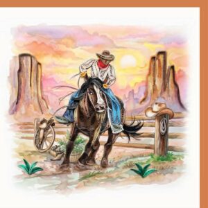 Cowboy riding horse on desert  DW-2
